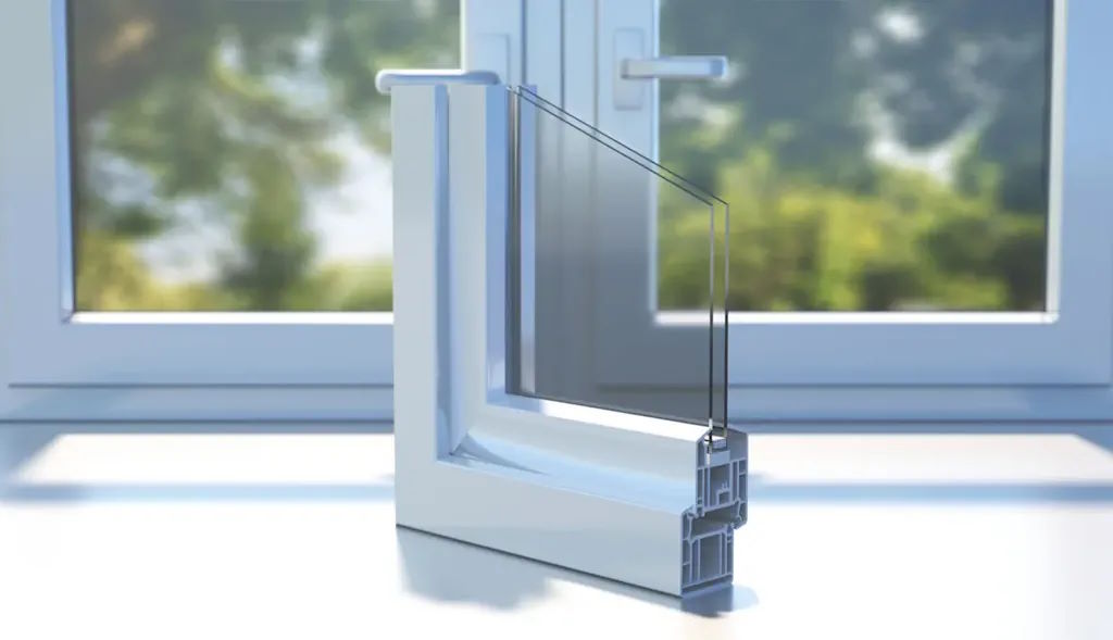 Cross cut section of a double pane window