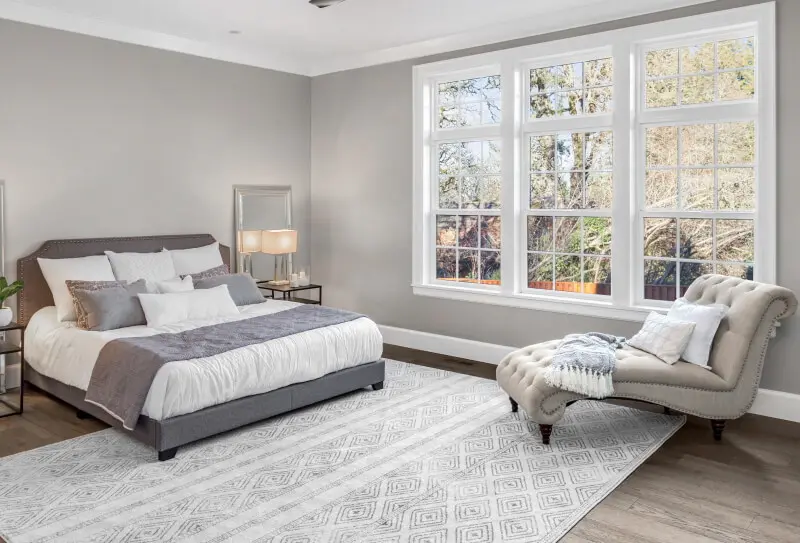 double hung windows in a bedroom