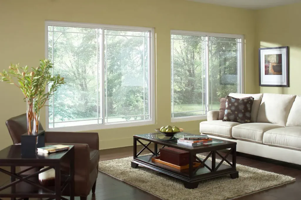 sliding windows in a living room