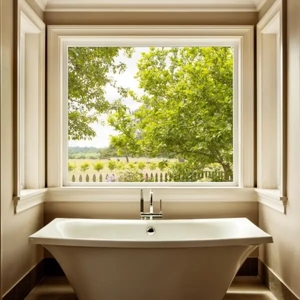 picture window in a bathroom