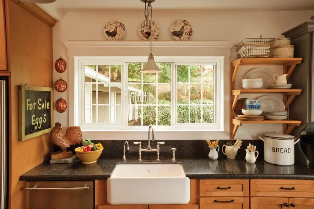 sliding windows in a kitchen